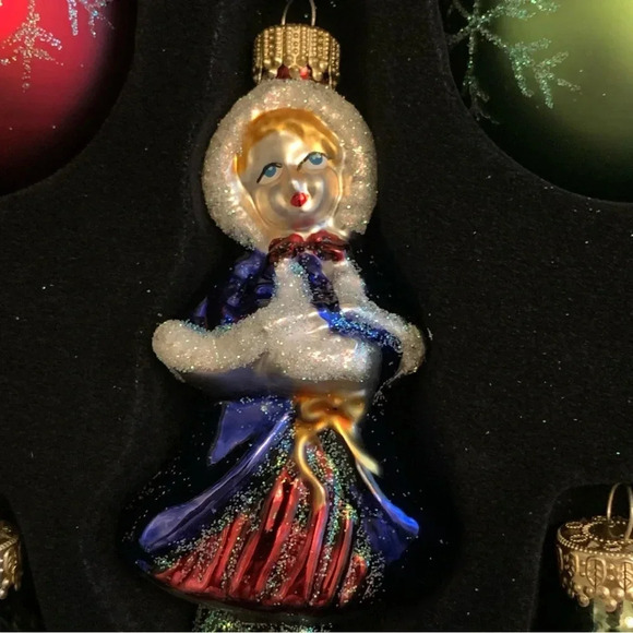 VTG Krebs Glass Christmas Hand painted Ornaments Girl Tree Snowball Boy New! - Picture 6 of 15